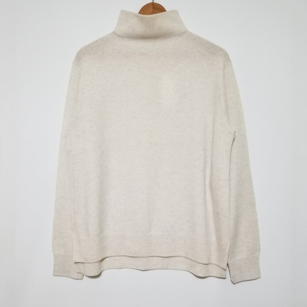 NWT Vinceβ Mock Neck Wool Cashmere Blend Sweater in Heather White Size L $365